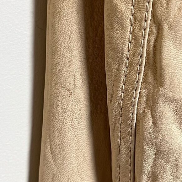 Theory Lavella Lambskin Leather Sand Beige Crop Jacket Sz Womens 4 - Picture 11 of 12